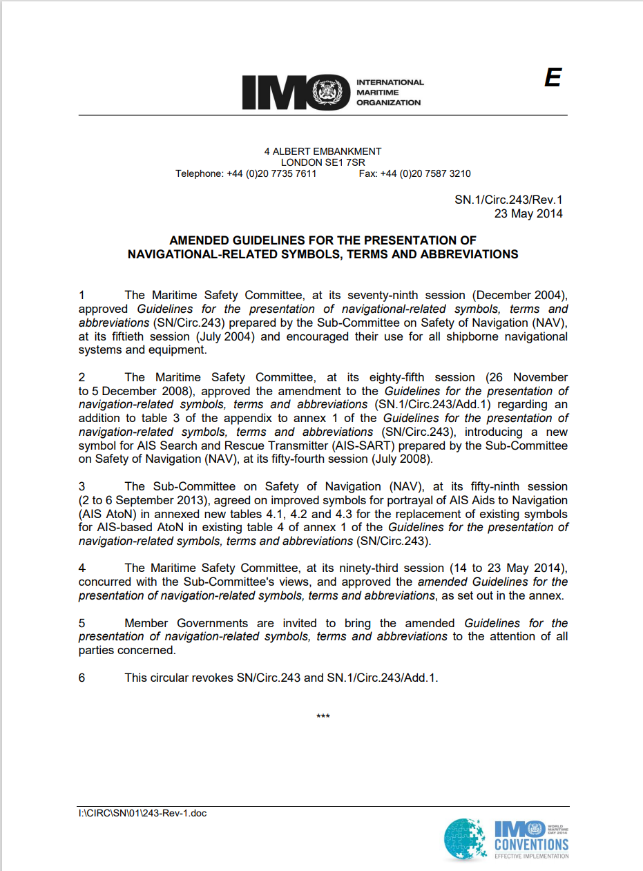 SN.1/Circ.243/Rev.1 Amended Guidelines for the Presentation of Navigational-Related Symbols, Terms and Abbreviations